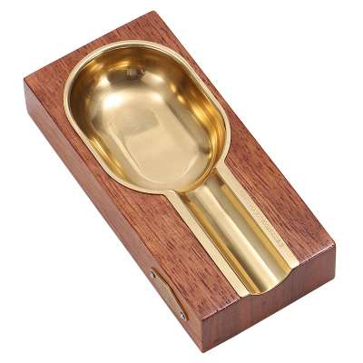 solid wood base copper metal ashtray cigar