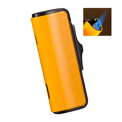 In stock Butane Gas Metal Windproof Lighter 3 Jet Flame Cigar Lighter