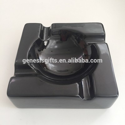 Custom Logo Black Ceramic Cigar Ashtray High Quality Ceramic Ashtray