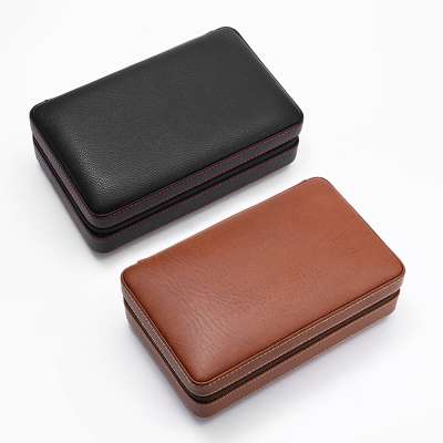 Cigar accessories bonded leather with cedar wood lining travel leather cigar case