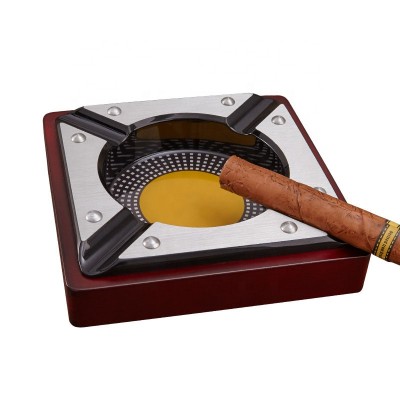 Wholesale Luxury Brand Wood Metal Ash Tray Top Quality Square Table Cigar Ashtray