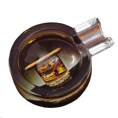 Wholesale new design custom logo clear glass cigar ashtray round glass ashtray